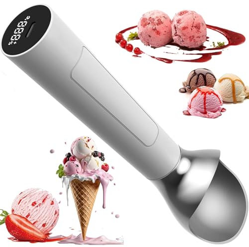 Cuillère à glace à chauffage électrique, cuillère à glace chauffée automatiquement, cuillère à glace rechargeable de 2 oz avec affichage intelligent, étanche IP67 for cafétéria, cuisine, restaurant