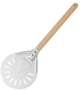 YATINGZHANG Pelle Pizza Pelle à Pizza perforée en Aluminium de 7/8/9 Pouces, Pelle à Pizza Ronde en métal, poignée en Bois antidérapante, spatule à Pizza, Outils de Cuisson Pelle A Pizza(7 inch 40cm)