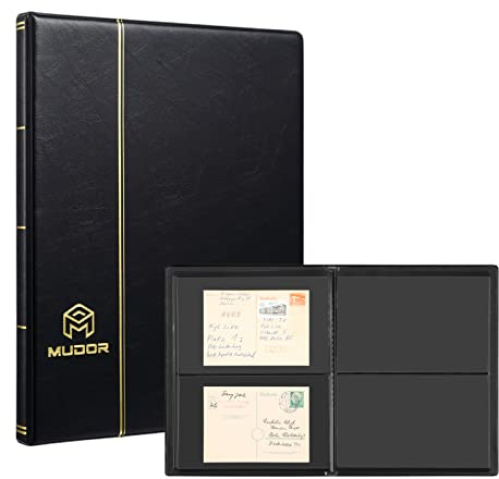 MUROAD Album de timbres, 2 rangées de 40 pochettes pour collectionneurs, 10 feuilles