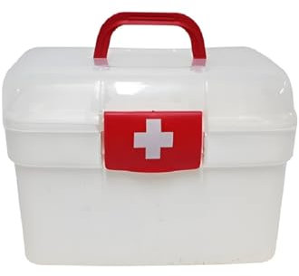 Cassetta pronto soccorso medica Porta Medicine con Maniglia e Scomparto Contenitore Organizzatore per Medicinali Misure: 26x16x18 cm