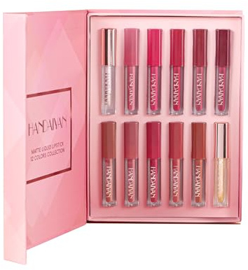 12 Colors Matt Ink Lippenstift Set Velvet Nude Rose Pink Waterproof Long-Lasting Non-Stick Cup Not Fade Shimmer Lip Gloss Makeup Set Gift Kit For Women (Set D)