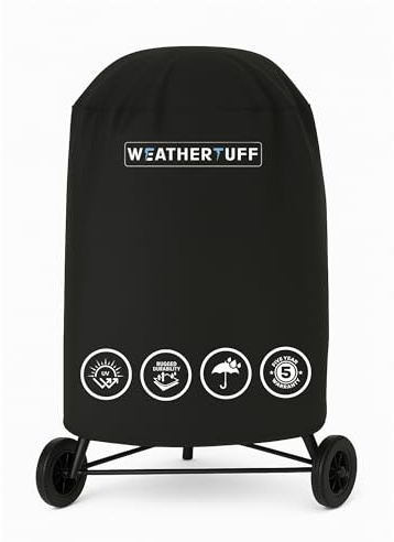 Weathertuff - Ganzjahres-Kugelgrill-Abdeckung, strapazierfähig, Hi-Tech-Premium-Qualität, UV-beständig, wasser- und windbeständig, Outdoor-Grillen, 61 cm, Schwarz