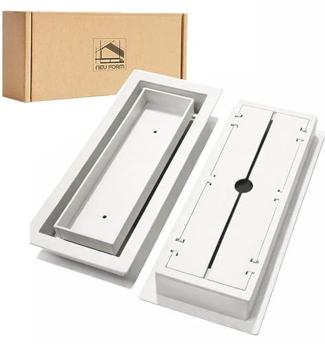 4x12 White Adjustable air Flow Floor Register with Tray for Flooring Insert – Heavy-Duty Steel Flush Moun Vent Cover for Floor – Modern Low-Profile Design – DIY Installation