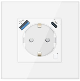 LOUYSGEN Zigbee Socket Energieüberwachung,Typ C und USB,Weiß | Benötigen Sie Zigbee Hub, Tuya/Smart Life, 20 W PD-Schnellladung, APP-Steuerung