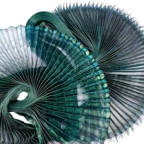 OLYCRAFT 1.5m Tessuto Plissettato In Organza Tessuto Plissettato In Poliestere Verde Tessuti Arricciato Tessuti In Garza Plissettato Sfumato per Abiti Da Sposa Accessori Abiti Rifiniture Artigianali