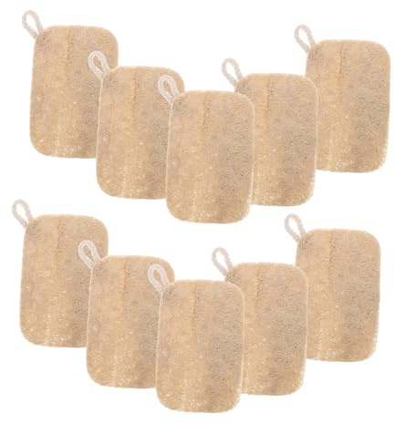 TOGEVAL Paquete de 10 Esponjas de Lufa Naturales para Cocina, Material Vegetal Suave y Resistente, Limpieza Eficaz y Delicada para Lavar Platos y Utensilios