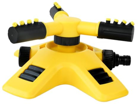UPKOCH Arroseur Rotatif 360° Automatique pour Jardin Et Pelouse, Tête D'arrosage Plastique Jaune, Irrigation Uniforme, Base Lestée Stable, Système D’arrosage Solide Et Polyvalent