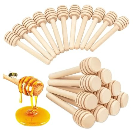 24 PCS Honey Dipper Sticks - 3inch Wooden Honey Comb Wand, Spoons Sticks | Honeycomb Spoons Sticks For Honey Jar Dispense Drizzle Honey , Wedding Party And Gender Reveal Party Supplies
