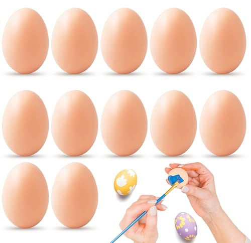 FWHFNB 12 Pezzi Uova Finte in Plastica,Uova Finte di Gallina,Uova di plastica finte,per Caccia alle Uova di Pasqua,per Fai da Te,Artigianato,Feste,Uova di Pasqua