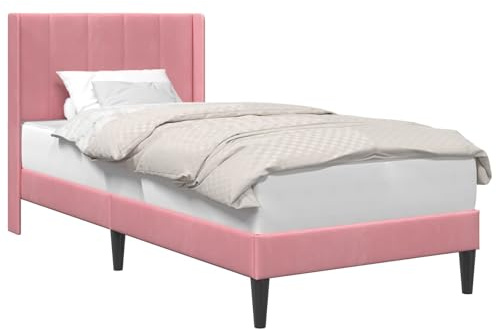 vidaXL Estructura de Cama con cabecera Rosa 90 x 190 cm Terciopelo