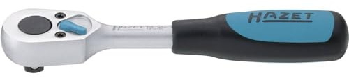 Hazet Umschaltknarre, kurz 916K, 1/2 Zoll (12,5 mm) Vierkant, Länge 199 mm | Abtrieb 1/2 Zoll (12,5 mm) Vierkant massiv, Chrom-Vanadium, verchromt, poliert, DIN 3122, ISO 3315, Länge 199 mm, 256 g