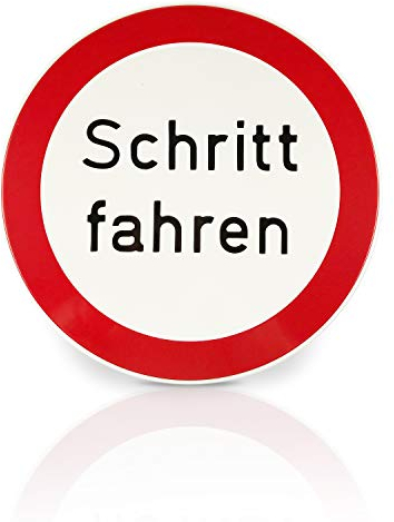 Betriebsaustattung24 Hinweisschild Schritt fahren - Aluminium, geprägt - 31,5 cm Ø - schwarz/weiß/rot