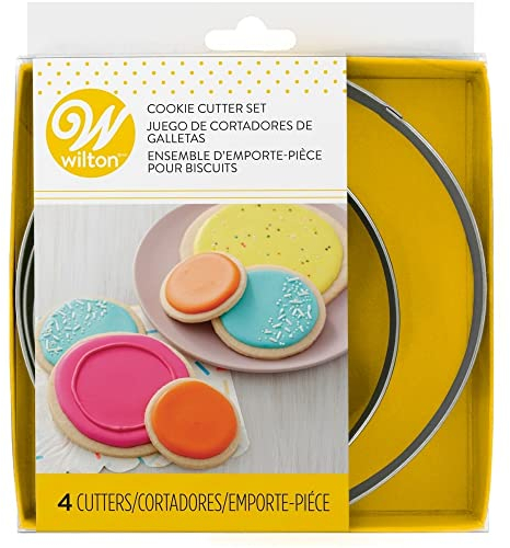 Wilton Circles Nesting Metal Cutter, 4 Pezzi: Formine Biscotti Rotondi, Formine per Biscotti, Stampini di Metallo Coppapasta Tagliabiscotti, per Tagliare l'Impasto dei Biscotti e Fondente