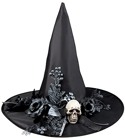 Boland - Hexenhut Skulla mit Totenkopf, 60 cm | Hut für Kostüm Hexe, Karneval, Mottoparty und Halloween, Märchen, Zauberer