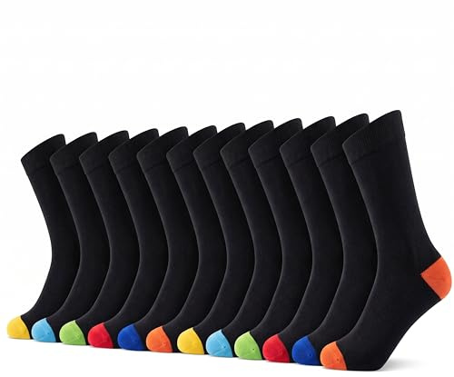 Sock Stack 12 Pairs Mens Socks Cotton Rich Design Crew Sock Plain Black Suitable for Everyday Comfort and Casual Wear Size 6-11 (Multi Black)