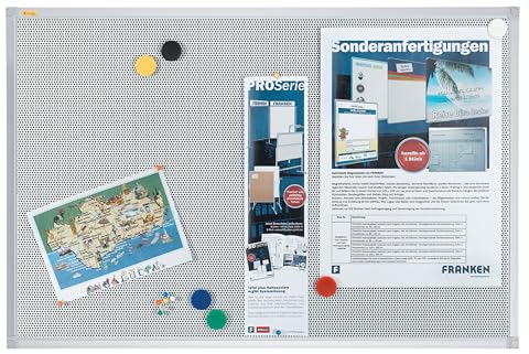 FRANKEN Filztafel Pin´n´Mag X-tra!Line, 90 x 60 cm, pinnbar und magnetisch, mit Aluminiumrahmen, Notiztafel zur Wandbefestigung, grau, PM3602