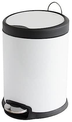 MSV Poubelle à pédale Inox 12L Blanc