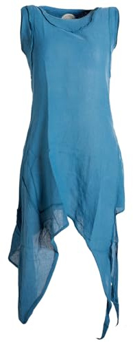 Vishes - Alternative Bekleidung - Asymmetrisches armloses Lagenlook Zipfelkleid türkis 46