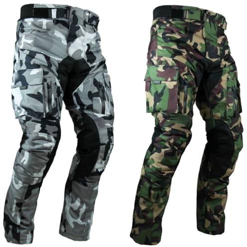 HEYBERRY Sportliche Motorrad Hose Motorradhose Camouflage Weiß Gr. M