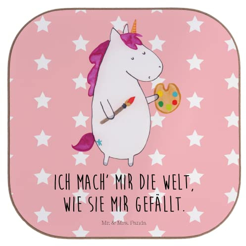 Mr. & Mrs. Panda Untersetzer Glas Einhorn Künstler - Geschenk, Unicorn, Gläser, Malen, Tassen, Tassenuntersetzer, für, Coaster, Stift, Welt, Englisch, gläseruntersetzer