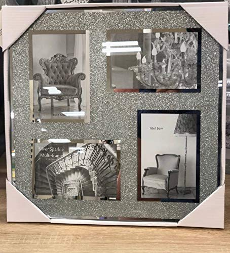 Silver Sparkle Photo Frame Multi Picture Photo Frame For 4 Photos (35cmx35cm)