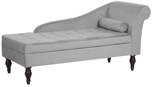Moderne Chaiselongue Samtstoff/Massivholz mit Bettkasten hellgrau Pessac