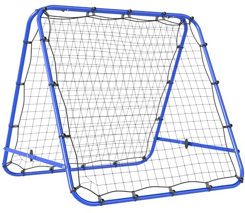 HOMCOM Double-Sided Football Rebounder Net, Football Rebound Net Target Goal with Five Adjustable Angles, Blue