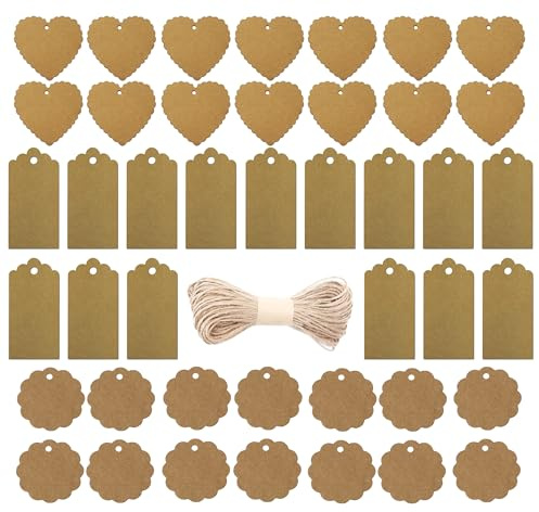 Ensemble d'étiquettes-cadeaux XXL Noël en papier kraft avec étiquettes - étiquettes & cordon - cordon de jute pour cadeaux artisanat (1x set)
