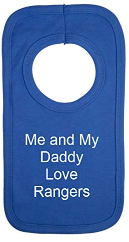 Personalised Rangers Football Style Baby Bib - Me and My Daddy Love - Beautifully Embroidered Gift