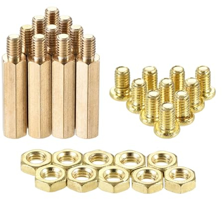 sourcing map 10 Sätze M4 Sechskant Distanzierung Messing Abstandshalter | Gewinde Kit, 22mm+6mm, männlich weiblich, Für Motherboard