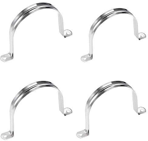 4 Pcs 6inch Rigid Pipe Strap,Two Hole Stainless Steel Strap U Bracket, Widened Tube Strap Tension Clip Assortment Kit Heavy Duty Pipe Clamp for Pipe Fixing（160mm）