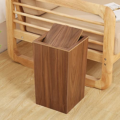Corbeille en bois corbeille pour salon chambre de salon cuisine créative carré cuisine grande poubelle peut accueil bureaux déchets papier panier de stockage seau noyer bois de noyer ( Couleur : B )