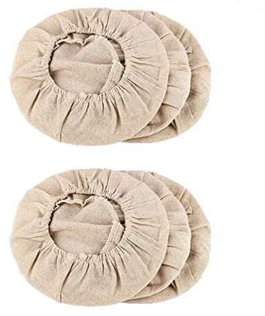 Forro de tela para cesta de pan, 2 tamaños, 6 cestas de masa para hornear, cubierta de lino, redonda y ovalada para suministros de hornear (9 o 10 pulgadas)