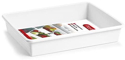 CABLEPELADO Bandeja de plástico | Armario y Frigorífico | Polipropileno | Apta para lavavajillas | 34.5 cm Largo x 26 cm Ancho x 6.5 cm Alto | 4 litros | Blanco
