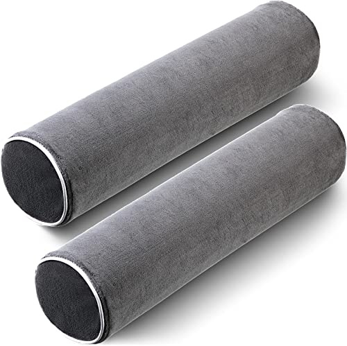 Maitys 2 Pieces Bolster Pillows Round Neck Roll Pillow Memory Foam Pillow with Washable Cover for Neck Spine Support Sleeping Bed Legs Back Yoga Travel, 17.7 x 4.3 Inch, Grey