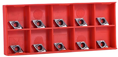 Set of 10 Carbide Tip Inserts Blade for CNC Lathe Turning Tool With Aluminium Storage Box, DCGT070204-AK