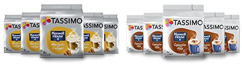 Tassimo Café Dosettes - Maxwell House Macchiato Caramel et Cappuccino Goût Choco (80 Boissons, Lot de 5 x 8)