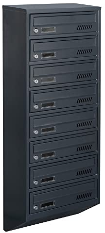 8 buzones de Correos para condominios GDS RAL 7016 20cm Profundidad | Módulo de buzones, uso en interiores, adecuado para documentos A4, acero galvanizado, 2 llaves incluidas