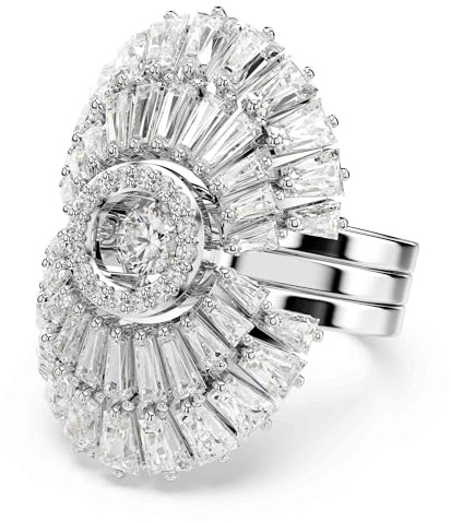 Swarovski Idyllia Kollektion Stapelring-Set, Muschelmotiv mit Klaren Gemischtschliff-Kristallen in Rhodinierter Fassung