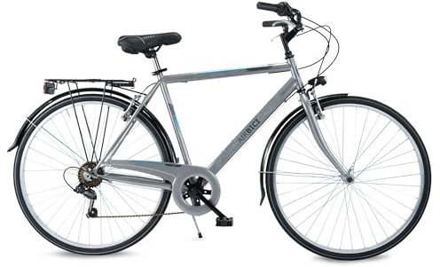 Airbici Bicicletta da corsa Uomo Fusion Man 28. Bicicletta da uomo 6 velocità, telaio in acciaio, cerchi in alluminio, luci a LED, portapacchi, cavalletto, cambio IShimano.