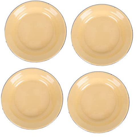 ABOOFAN Platos De Esmalte Multifunción 16 Cm Amarillo Puro, Bandejas Esmaltadas Resistentes, Platos De Frutas Para Hogar y Oficina, Set De 4 Unidades Para Postres y Aperitivos