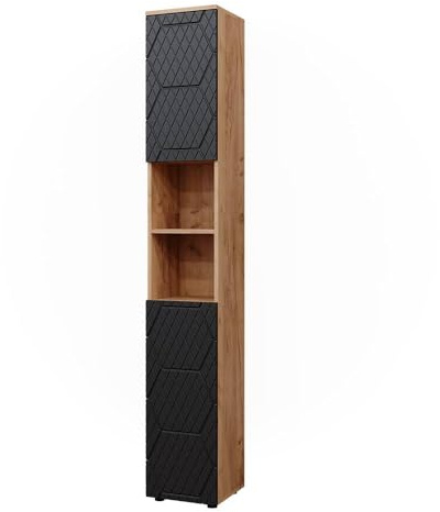 Vicco Badschrank Irma, Anthrazit mit Wabenstruktur, 30 x 192 cm | zur Aufbewahrung von Badutensilien und kompatibel mit Irma-Serie