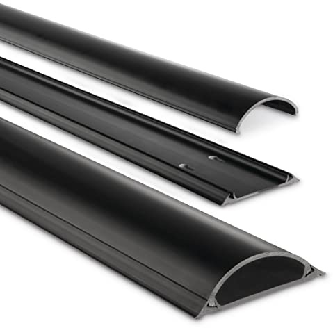 Hama Kabelkanal selbstklebend, 100x7x2,1cm, für bis zu 8 Kabel, schwarz | 3M Klebestreifen, PVC, kürzbar, halbrund, für Schreibtisch, Wand, Sockel, Fußboden etc.