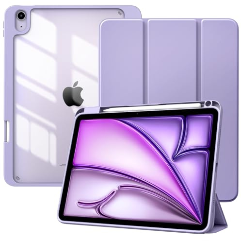 TiMOVO Hülle für iPad Air 11 Zoll (M4/M3/M2-2026/2025/2024), iPad Air 5/4 Hülle (2022/2020) 10,9, Schutzhülle mit Stifthalter, Schlank Ständer Schutzhülle mit Klar Rückseite, Taro Violett