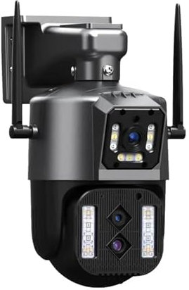 MERHOVO Caméra IP 12mp 6K PTZ extérieure, Trois objectifs, Double écran, Zoom 10X, Suivi Automatique, étanche, Protection de sécurité CCTV 4K Super HD Fluide et éPoustouflante.(6K 12MP No Card)