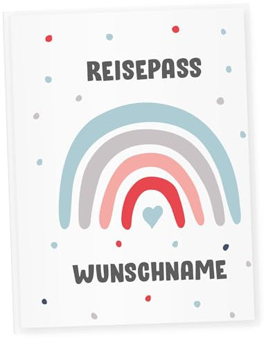 Little Fairy Tales Reisepasshülle für Kinder personalisierbar | Kinderreisepasshülle mit Personalisierung/Namen | Schutzhülle personalisierbar mit Regenbogen