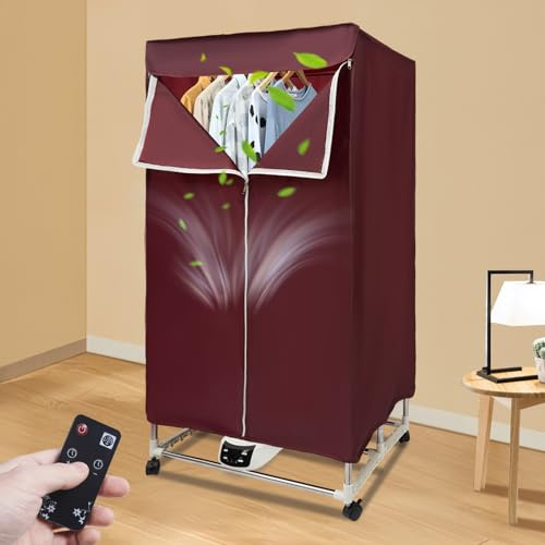 Secadora de ropa con mando a distancia plegable portátil, 0-240 min, temporizador, tres niveles de velocidad para casas, apartamentos, dormitorios, caravanas, hoteles