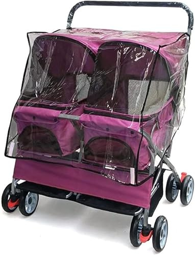 Haustier-Katzen-Kinderwagen, Doppelsitz, Hundewagen für mittelgroße und kleine Hunde, Hundebuggy für 2 Hunde, Doppel-Kinderwagen, Haustier-Kinderwagen, einfach zu falten und zu sparen