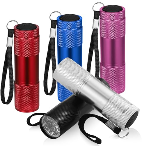 Kssvzz 5 Stück Mini LED Aluminium Taschenlampe für Kinder | Wasserdicht Taschenlampe Klein mit 9 LEDs für Notfall, Outdoor, Camping
