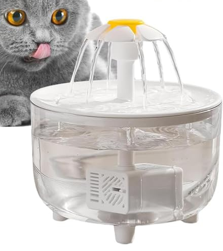 Wscwl Distributore d'acqua per cani, fontanella per animali domestici | Design floreale per fontanella per gatti da 33,8 Oz - Fontana per animali domestici a batteria senza fili, automatica, facile da